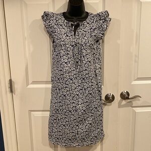 00 J Crew lined blue dress with daisies - NWT